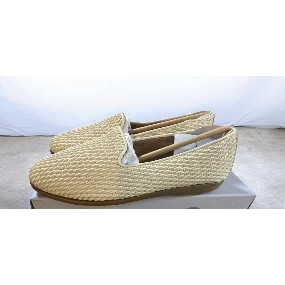 Aerosoles Betunia Women’s Loafers 6W Eggnog Woven Mini Quilt Flats New in Bo